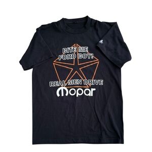 VTG 90s Mopar "Bite Me Ford Boy" Black Graphic T-Shirt Single Stitch Medium Mens